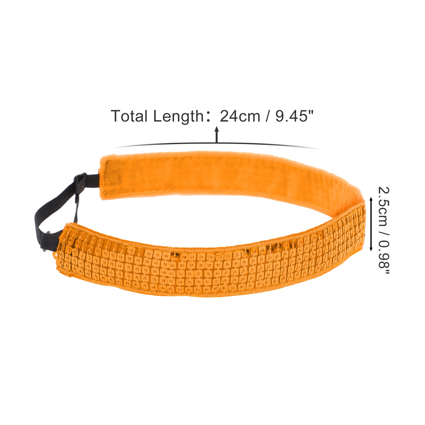 Diademas de lentejuelas ajustables para mujer, color naranja, 1 unidad