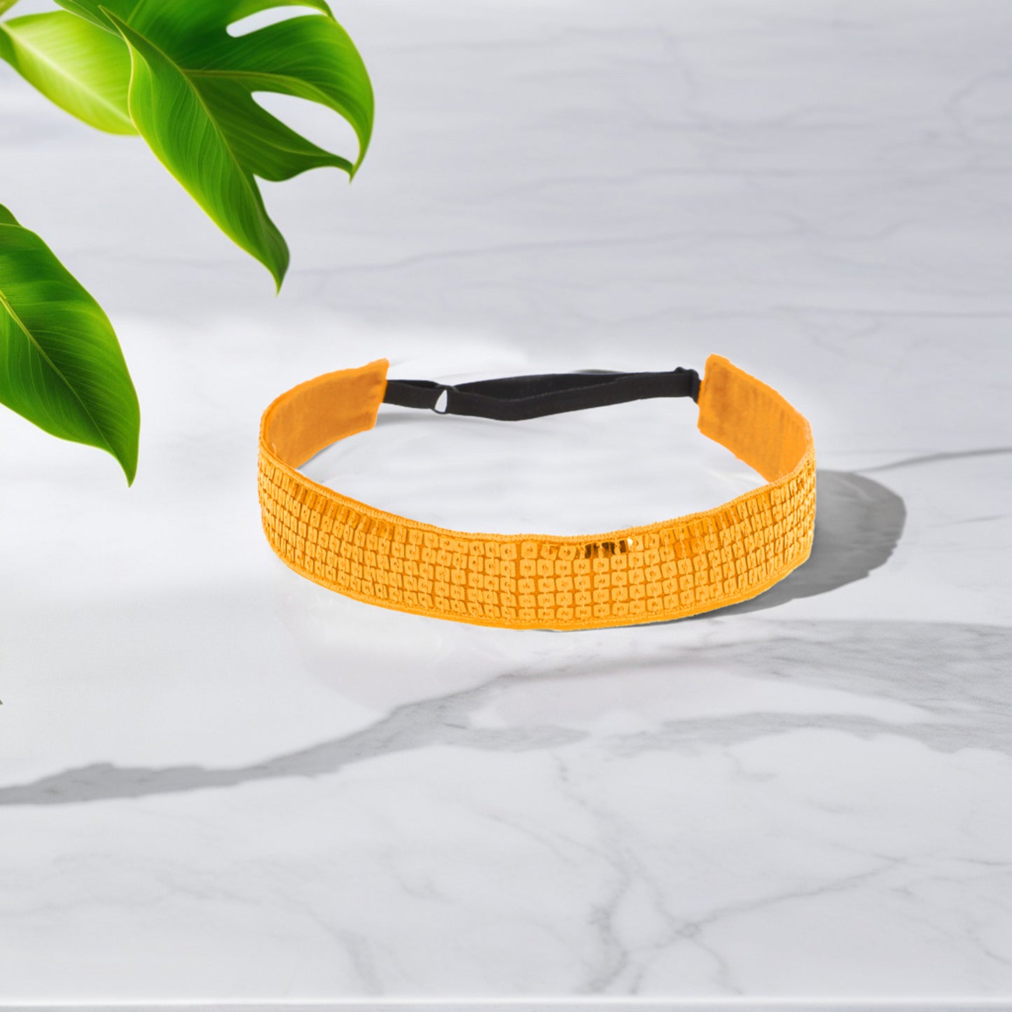 Diademas de lentejuelas ajustables para mujer, color naranja, 1 unidad