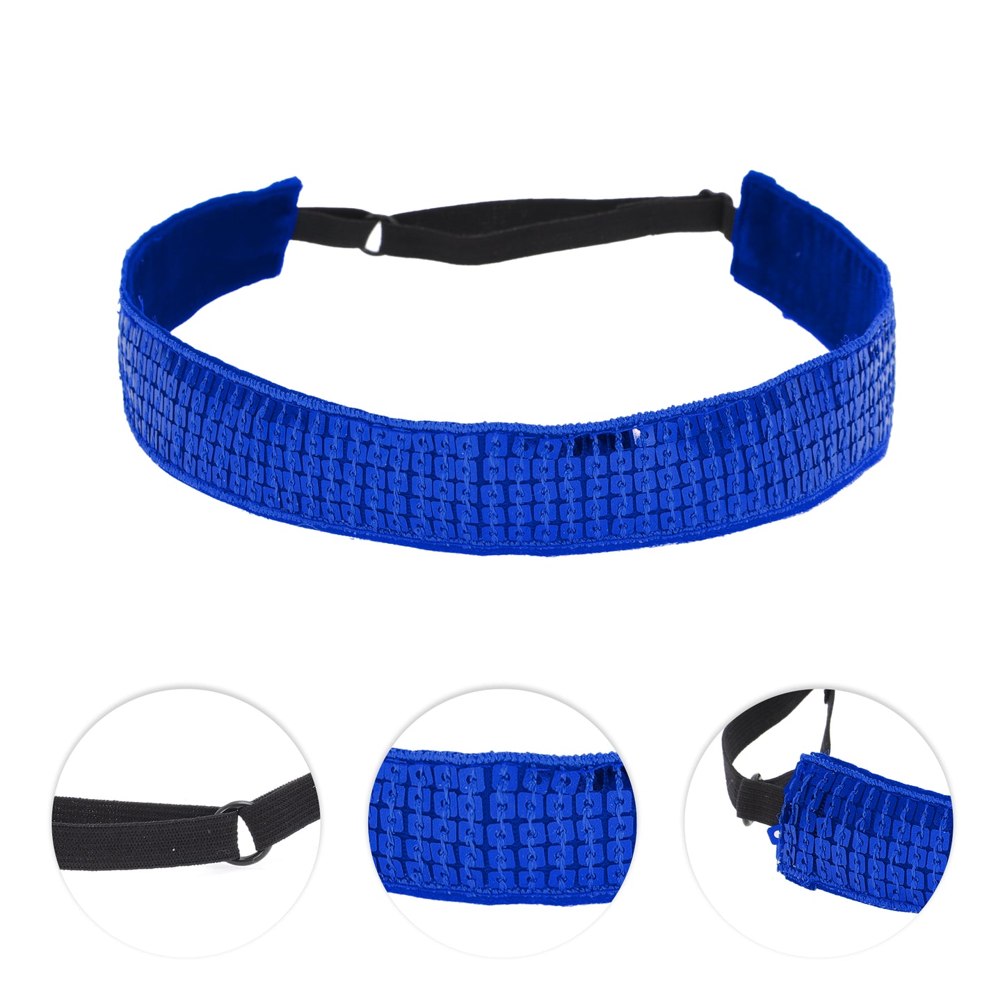 Diademas de lentejuelas ajustables para mujer, color azul, 1 unidad