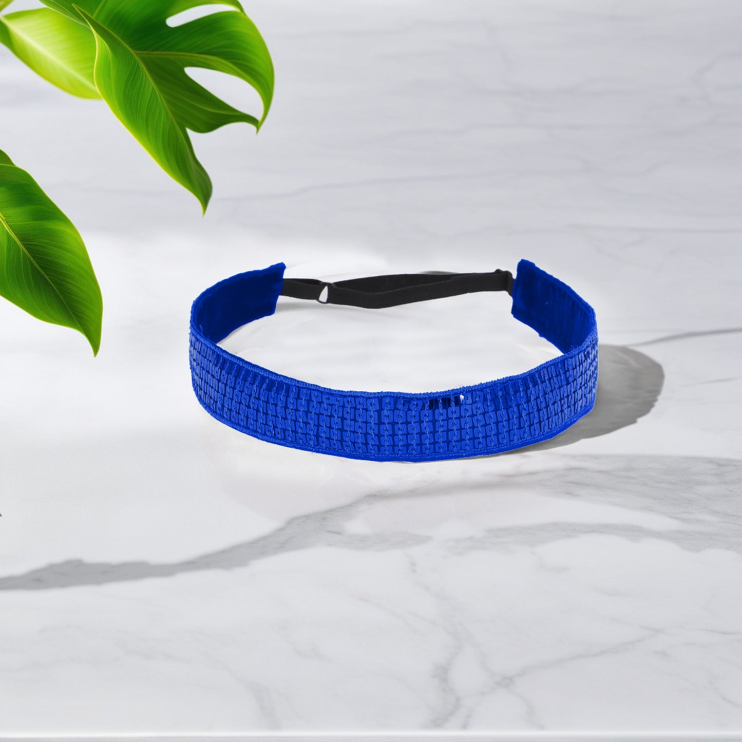 Diademas de lentejuelas ajustables para mujer, color azul, 1 unidad