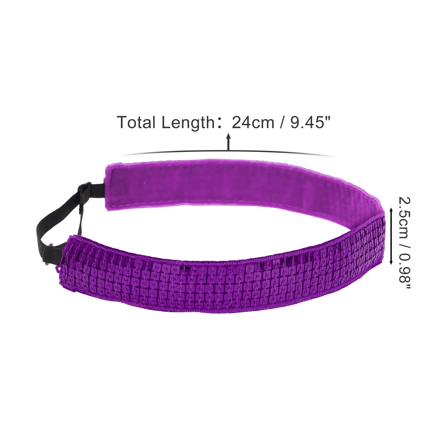 Diademas de lentejuelas ajustables para mujer, color morado, 1 unidad