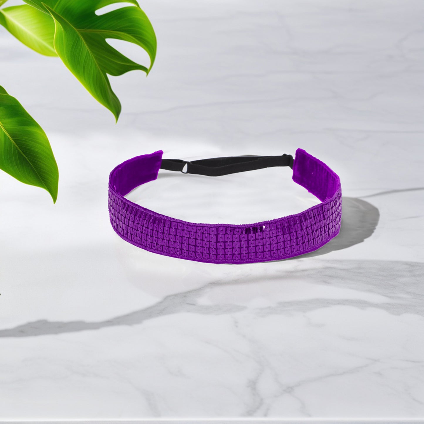 Diademas de lentejuelas ajustables para mujer, color morado, 1 unidad