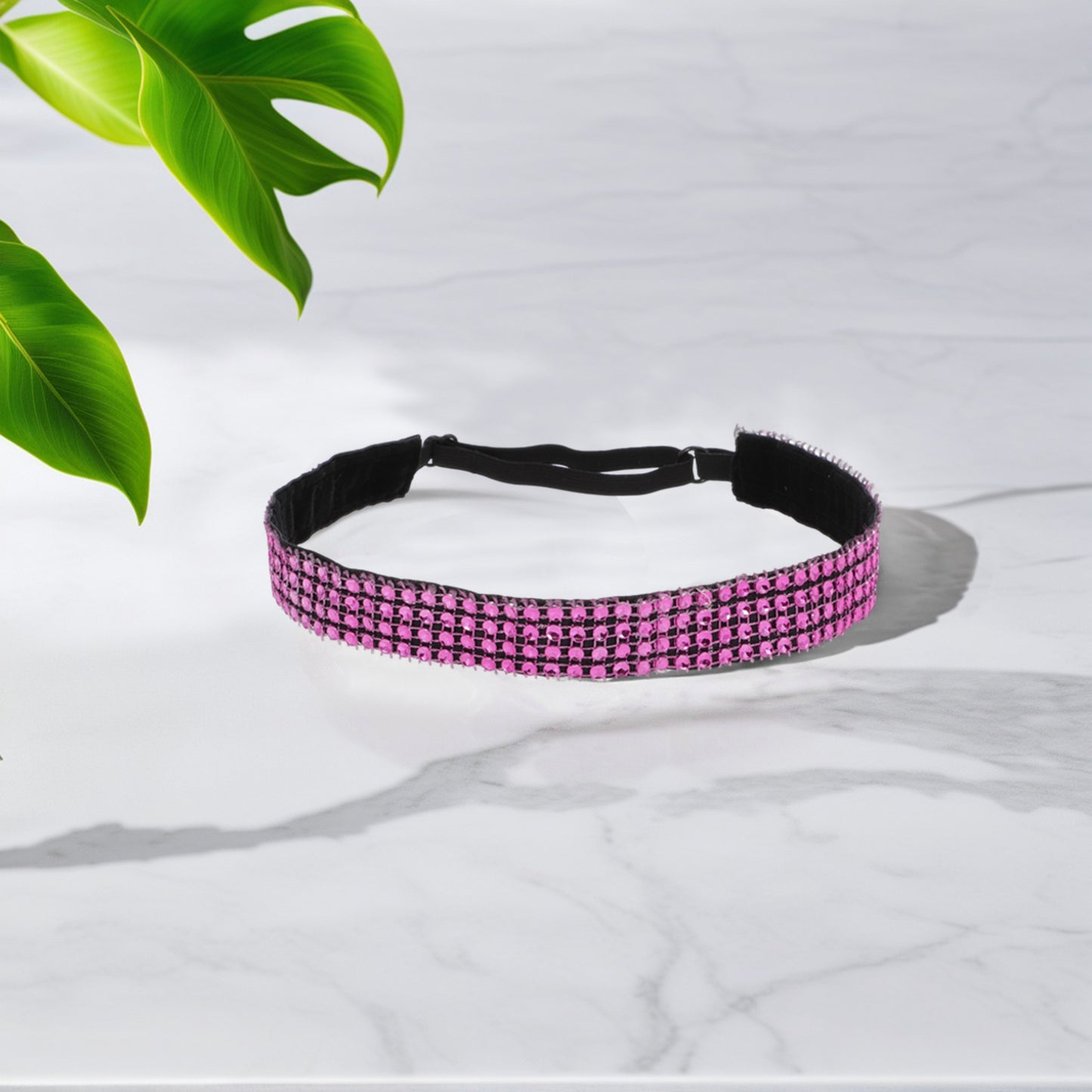 Diademas ajustables con diamantes de imitación para mujer, color rosa, 1 unidad