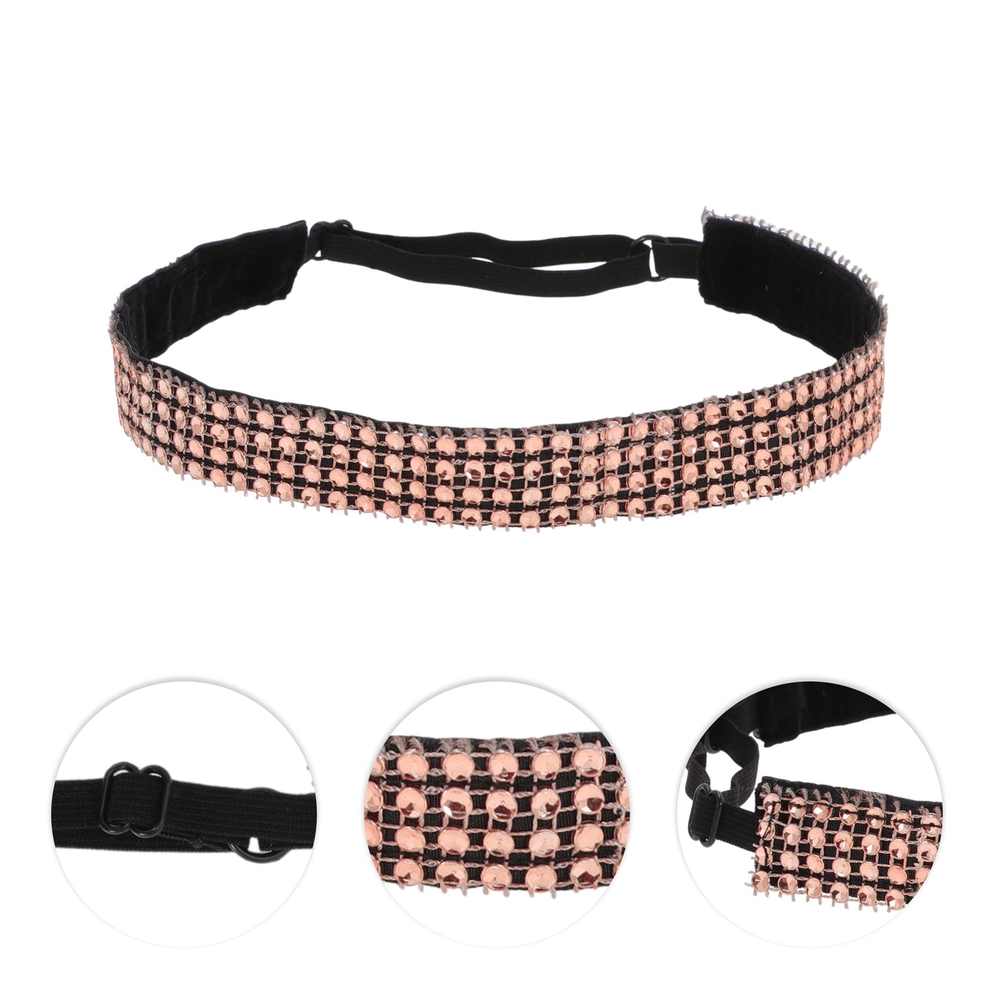 Diademas ajustables con diamantes de imitación para mujer, tono oro rosa, 1 unidad