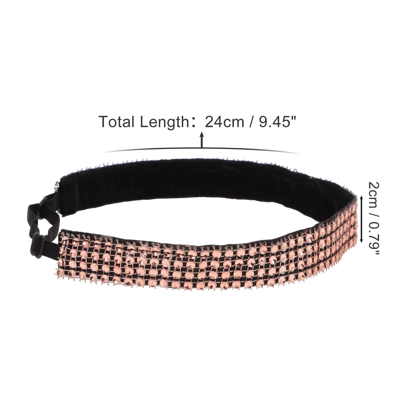 Diademas ajustables con diamantes de imitación para mujer, tono oro rosa, 1 unidad