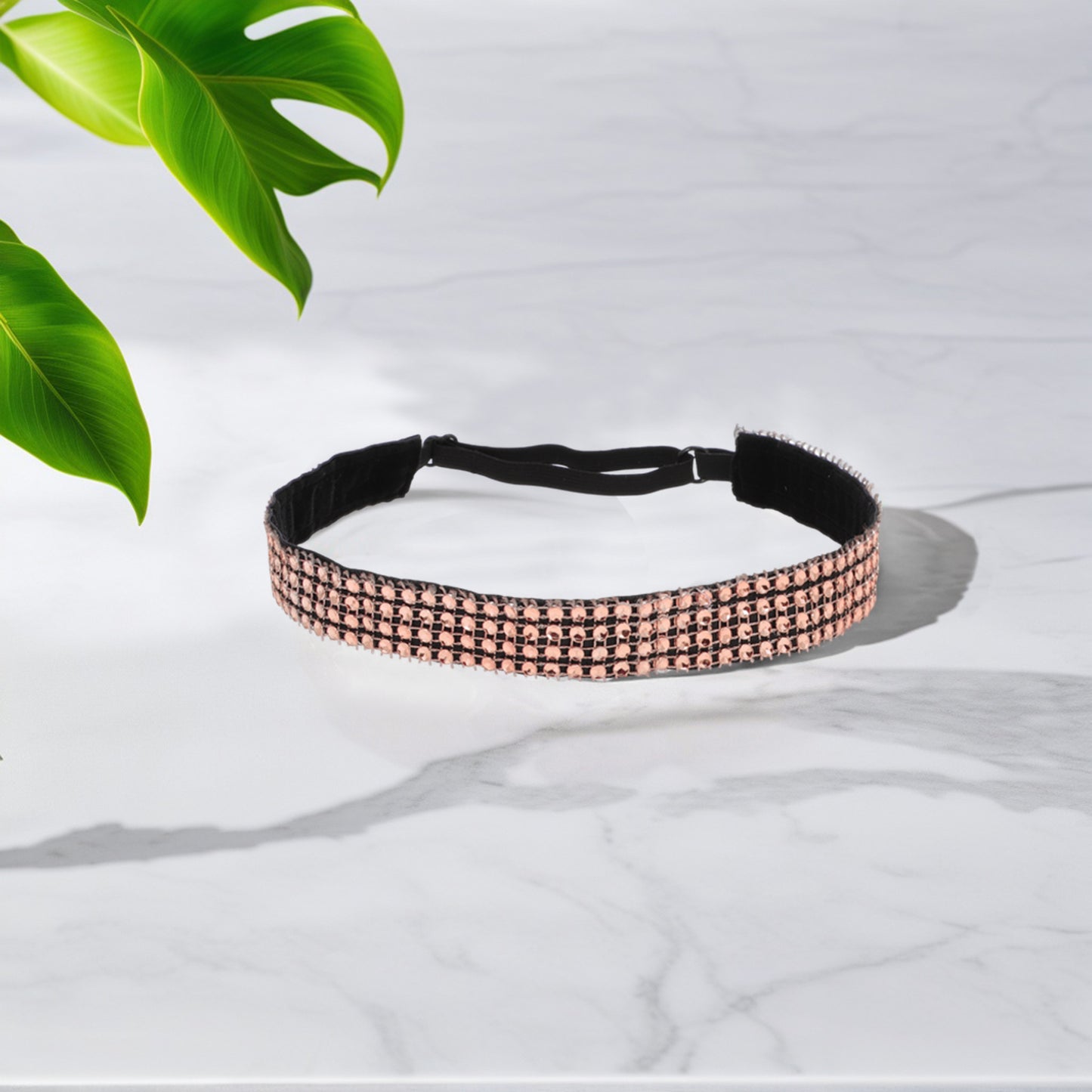 Diademas ajustables con diamantes de imitación para mujer, tono oro rosa, 1 unidad