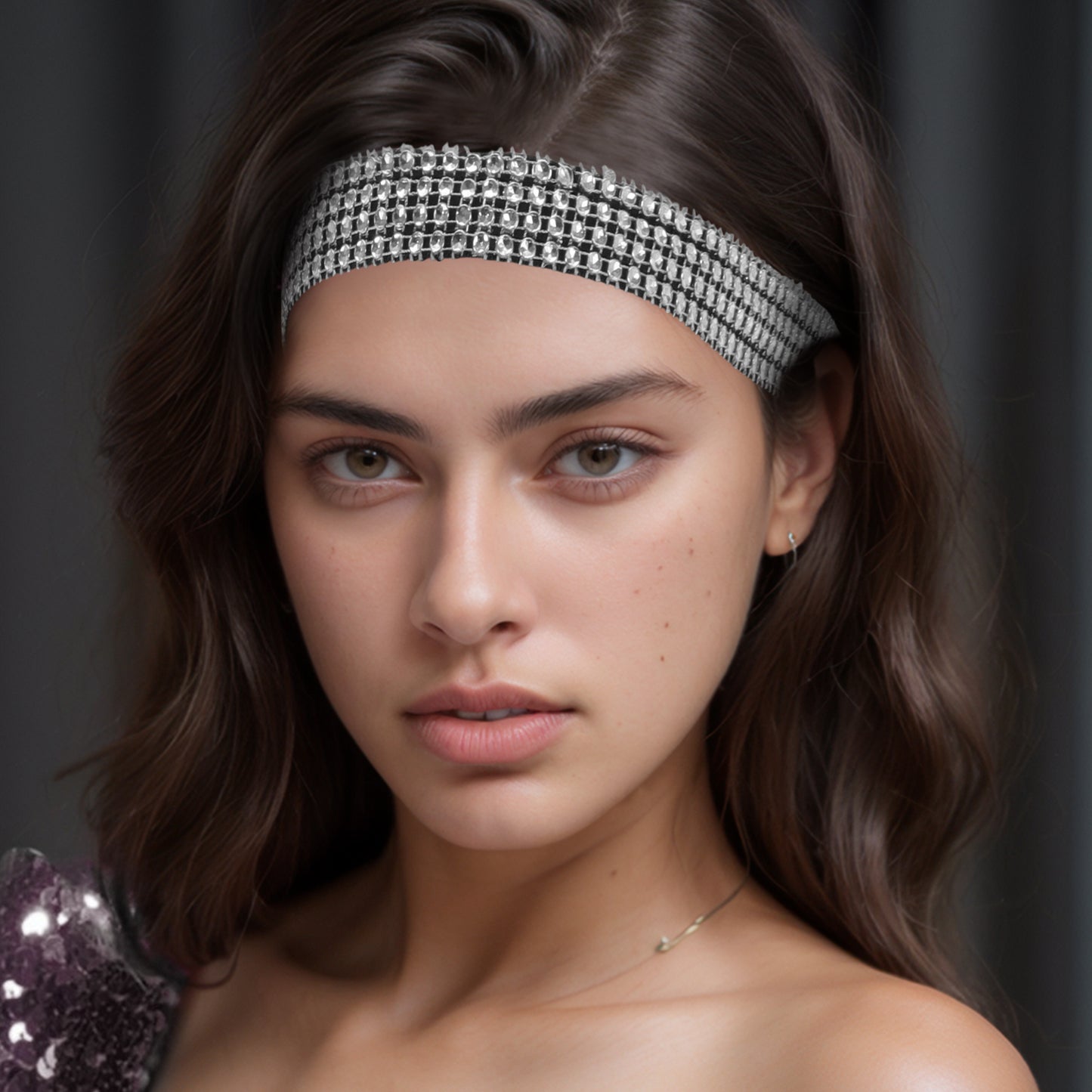 Diademas ajustables con diamantes de imitación para mujer, tono plateado y blanco, 1 unidad