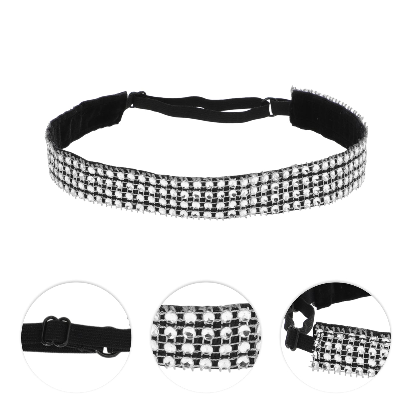 Diademas ajustables con diamantes de imitación para mujer, tono plateado y blanco, 1 unidad