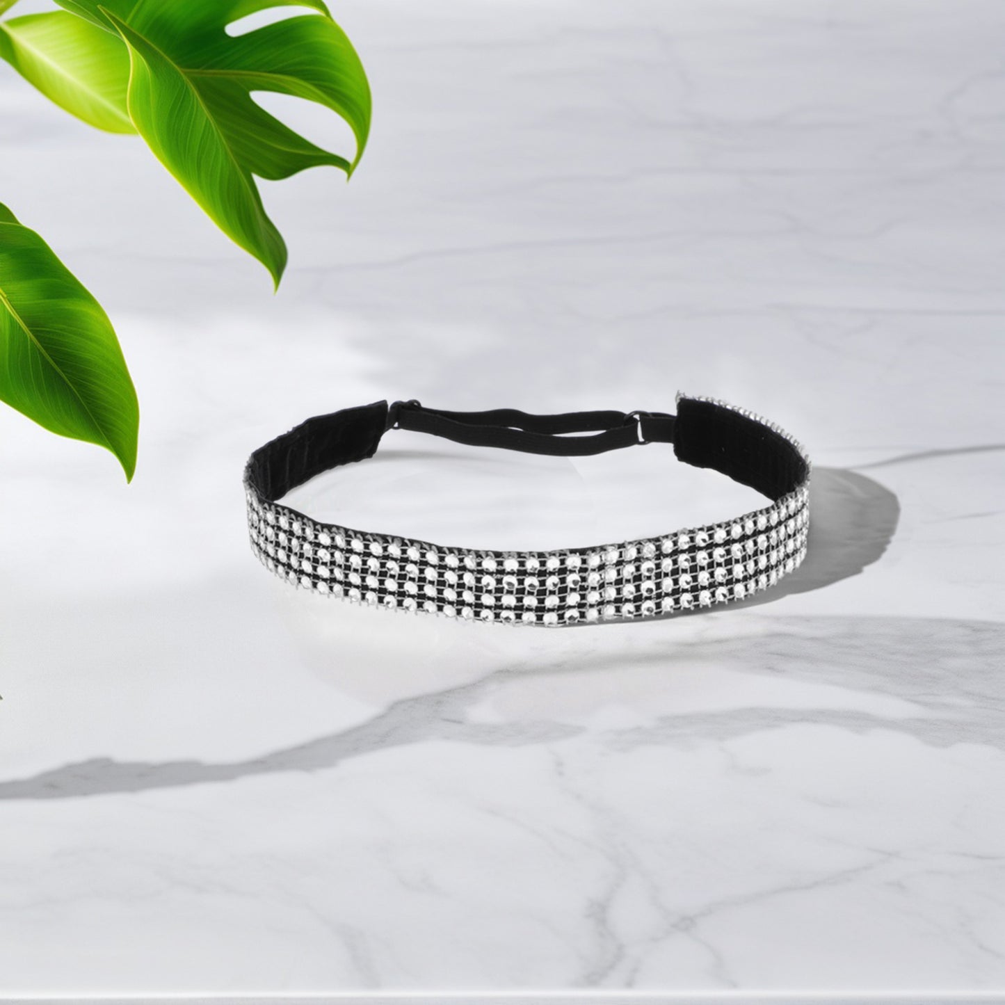 Diademas ajustables con diamantes de imitación para mujer, tono plateado y blanco, 1 unidad