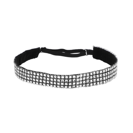 Diademas ajustables con diamantes de imitación para mujer, tono plateado y blanco, 1 unidad