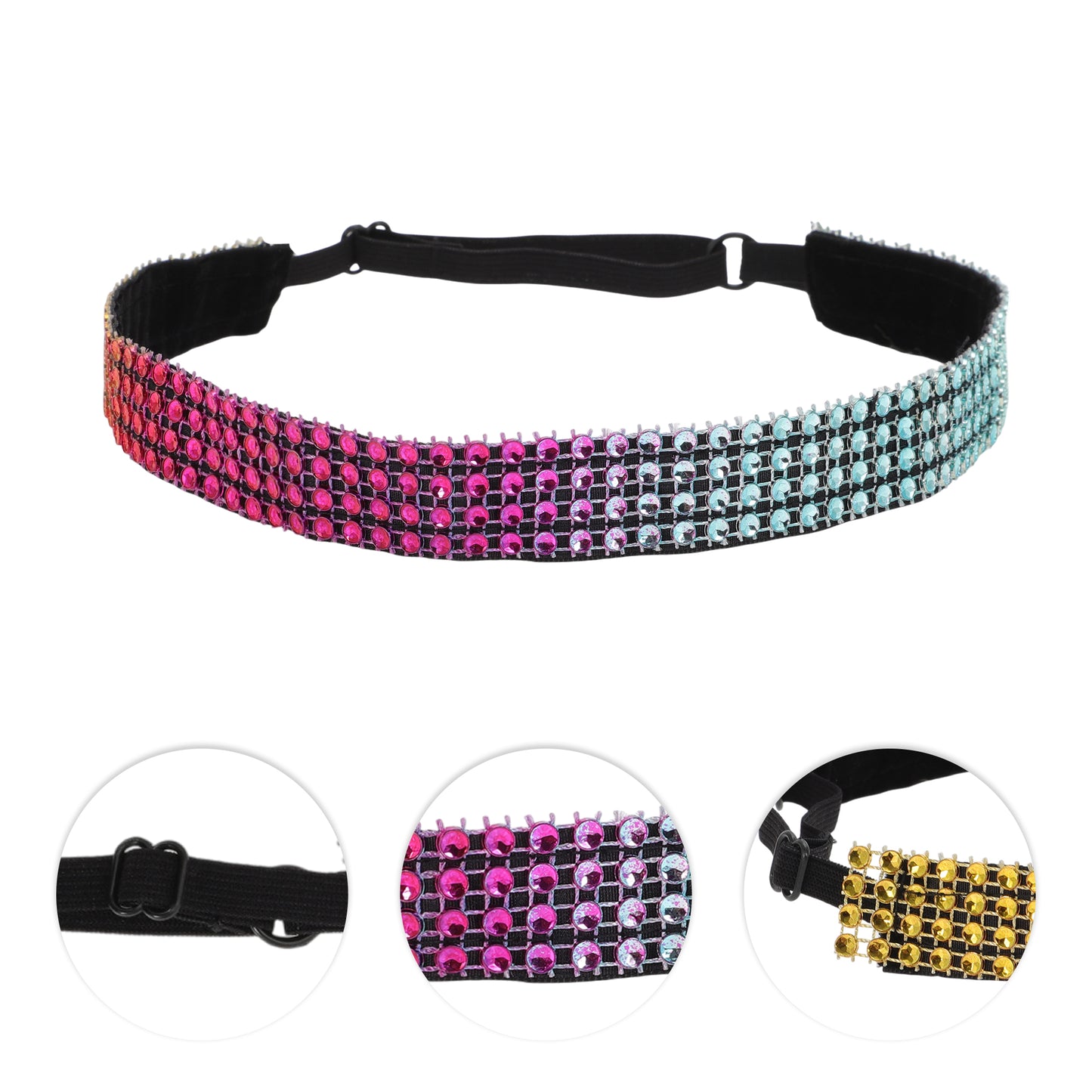 Diademas ajustables con diamantes de imitación para mujer, coloridas, 1 unidad