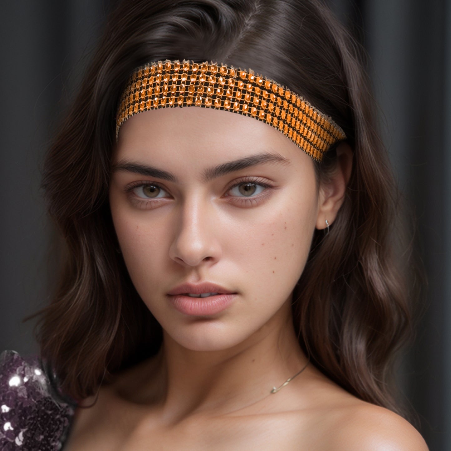 Diademas ajustables con diamantes de imitación para mujer, color naranja, 1 unidad