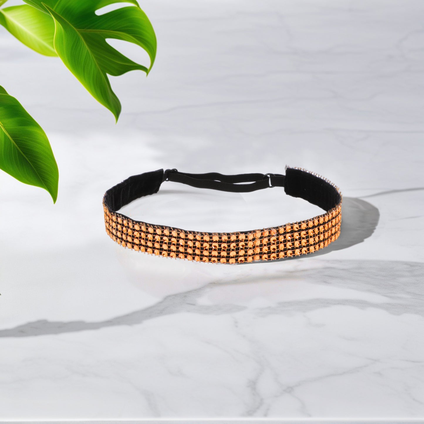 Diademas ajustables con diamantes de imitación para mujer, color naranja, 1 unidad
