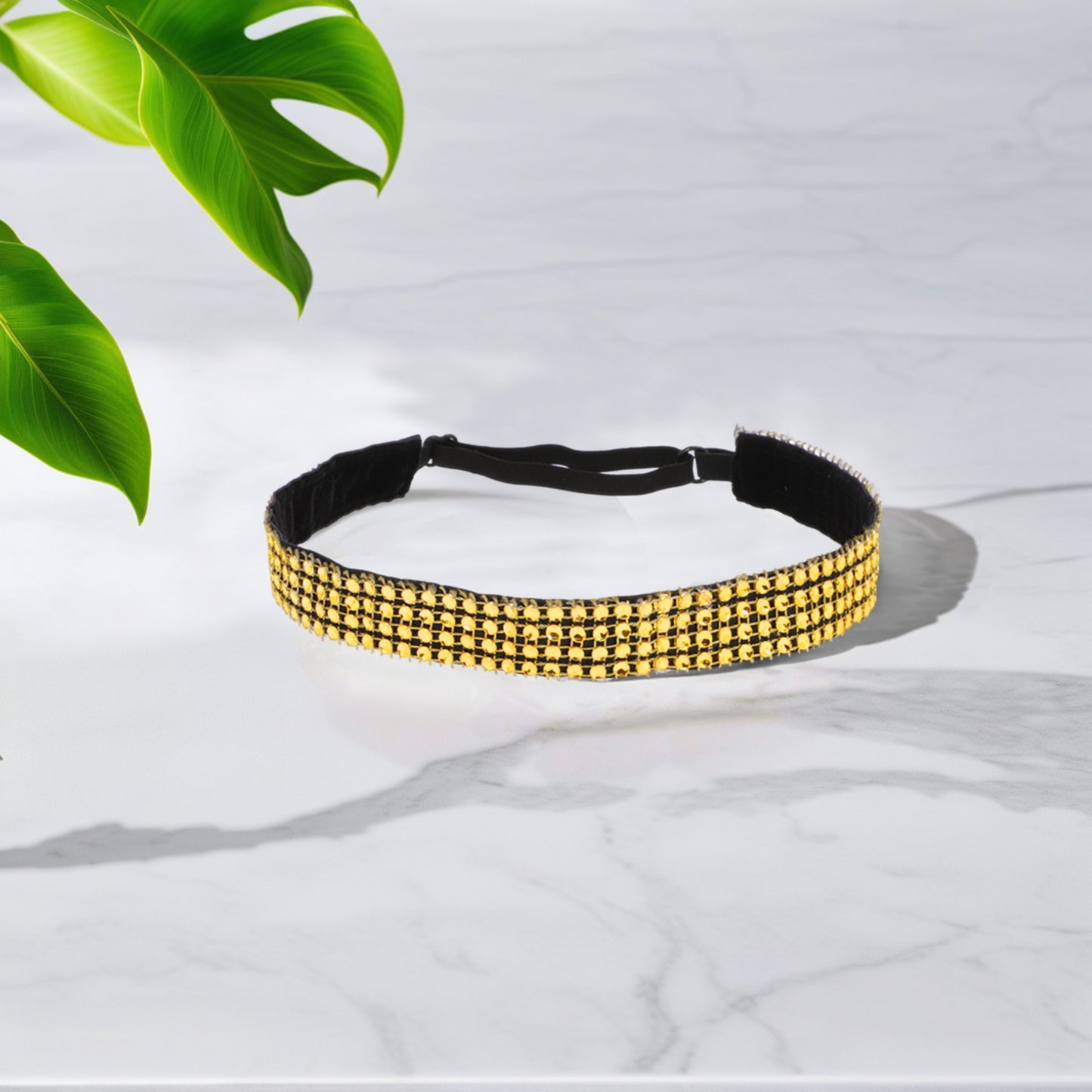 Diademas ajustables con diamantes de imitación para mujer, tono dorado, 1 unidad