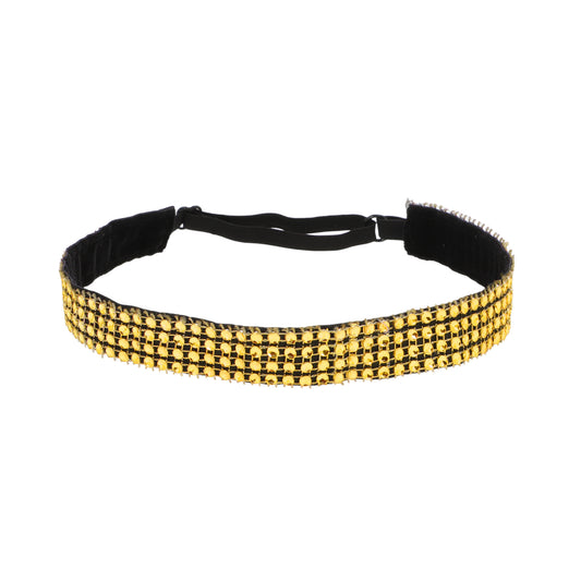 Diademas ajustables con diamantes de imitación para mujer, tono dorado, 1 unidad