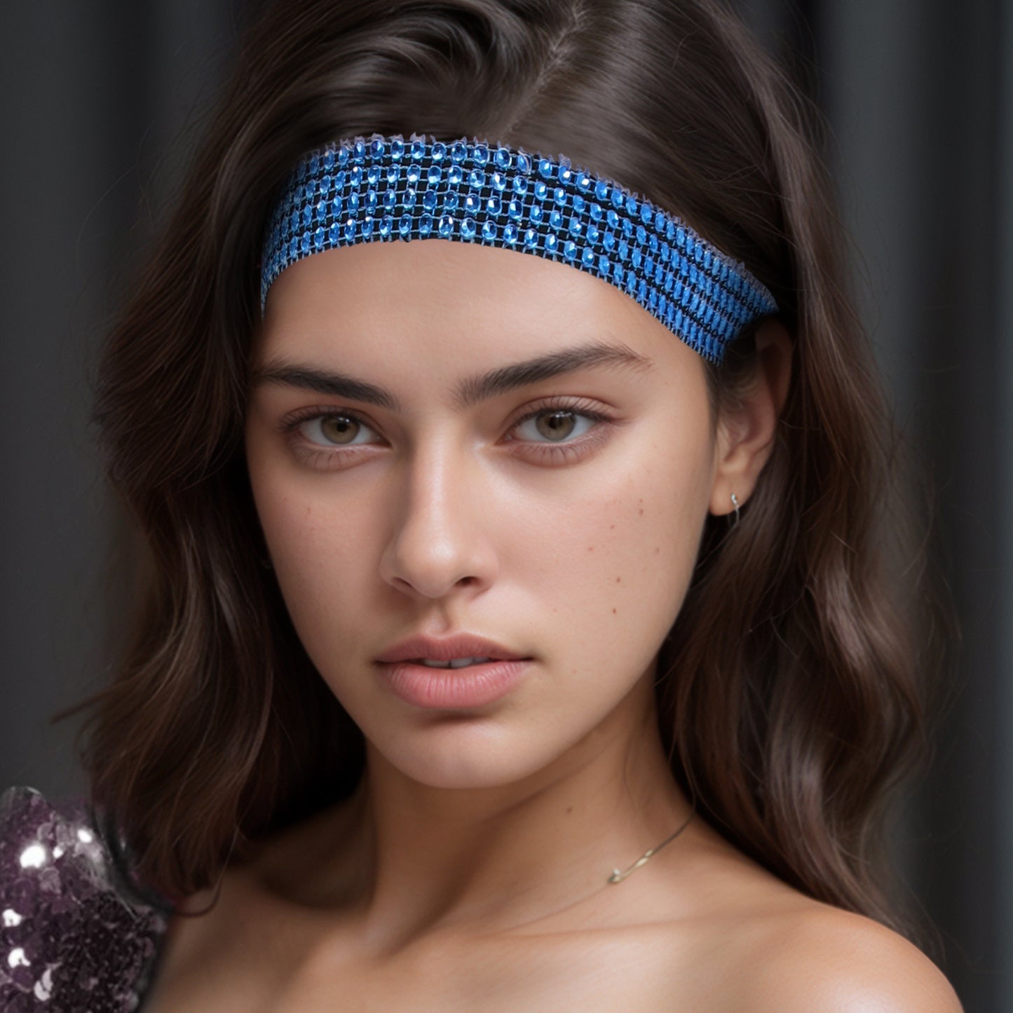 Diademas ajustables con diamantes de imitación para mujer, color azul oscuro, 1 unidad