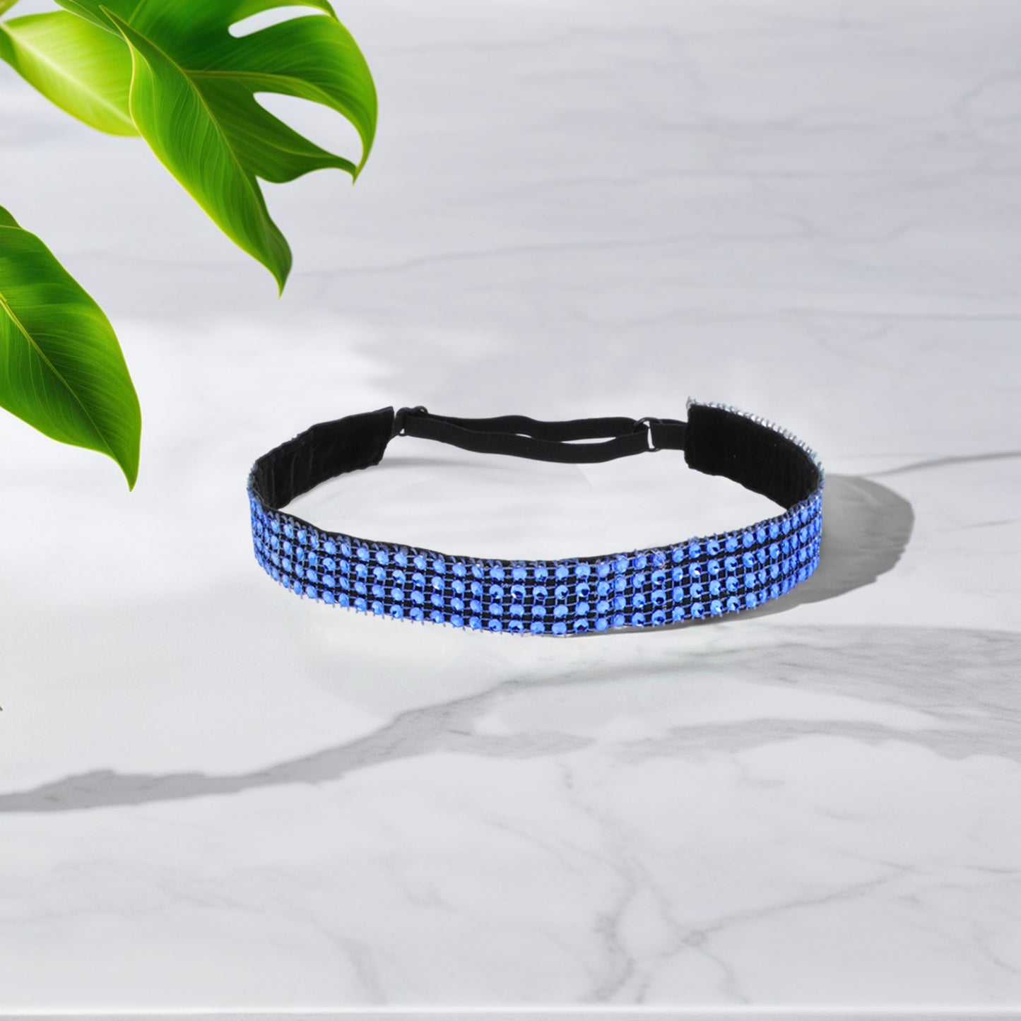 Diademas ajustables con diamantes de imitación para mujer, color azul oscuro, 1 unidad