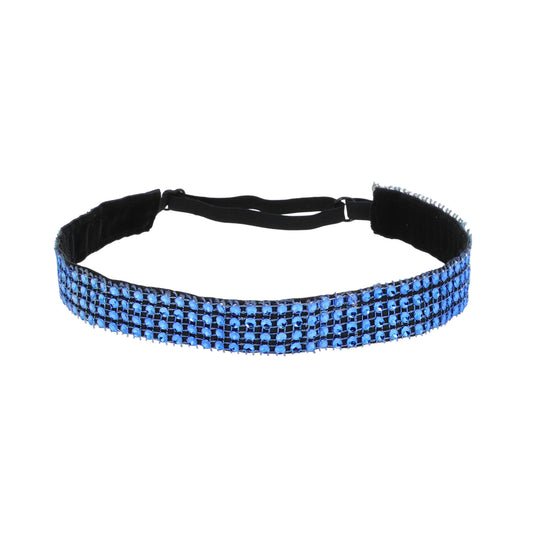 Diademas ajustables con diamantes de imitación para mujer, color azul oscuro, 1 unidad