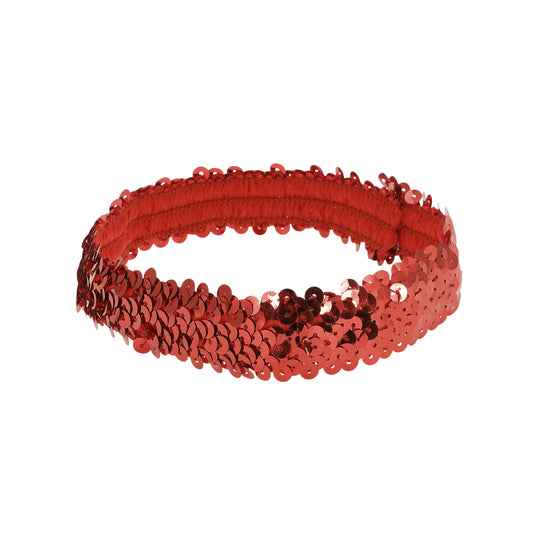 Diademas elásticas con lentejuelas para mujer, color rojo, 1 unidad