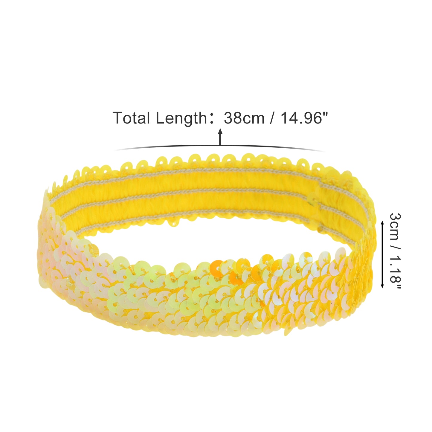 Diademas elásticas con lentejuelas para mujer, color amarillo, 1 unidad