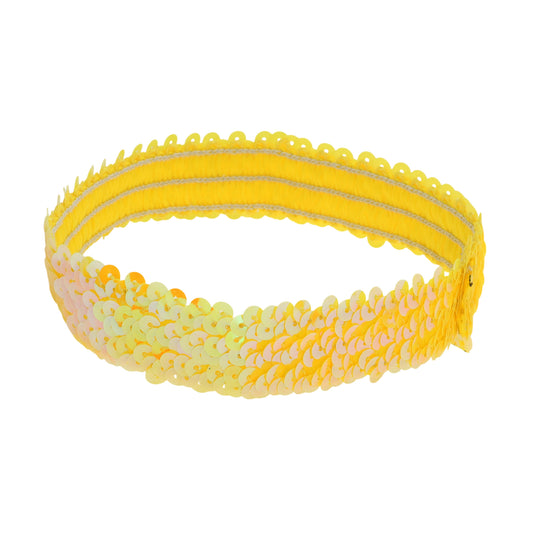 Diademas elásticas con lentejuelas para mujer, color amarillo, 1 unidad