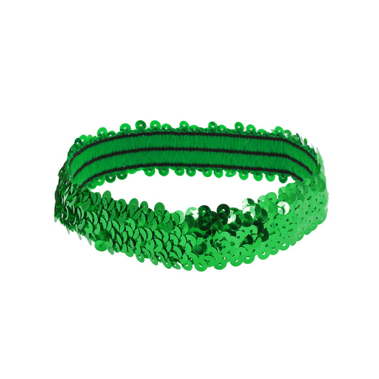 Diademas elásticas con lentejuelas para mujer, color verde, 1 unidad