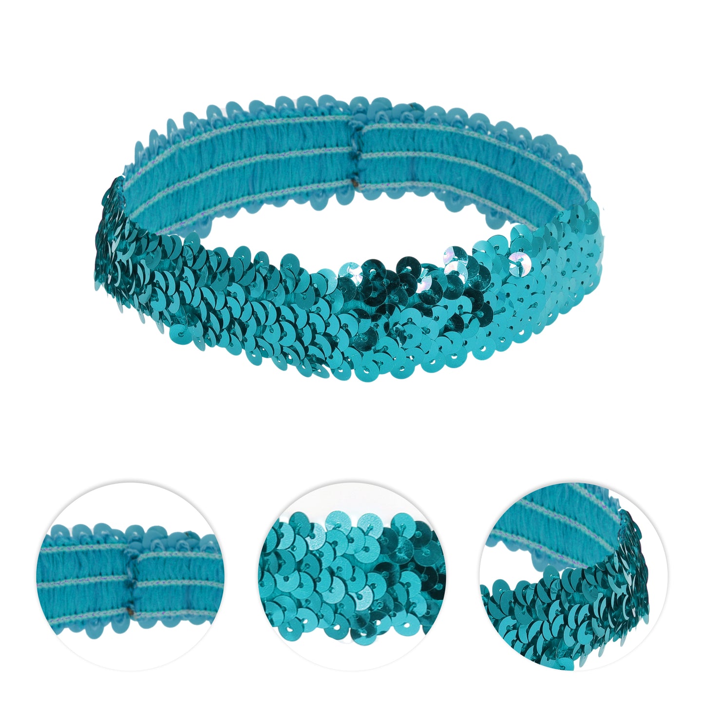 Diademas elásticas con lentejuelas para mujer, color azul, 1 unidad
