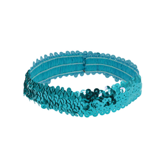 Diademas elásticas con lentejuelas para mujer, color azul, 1 unidad