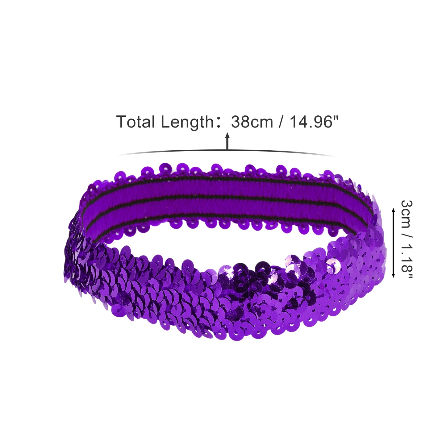 Diademas elásticas con lentejuelas para mujer, color morado, 1 unidad