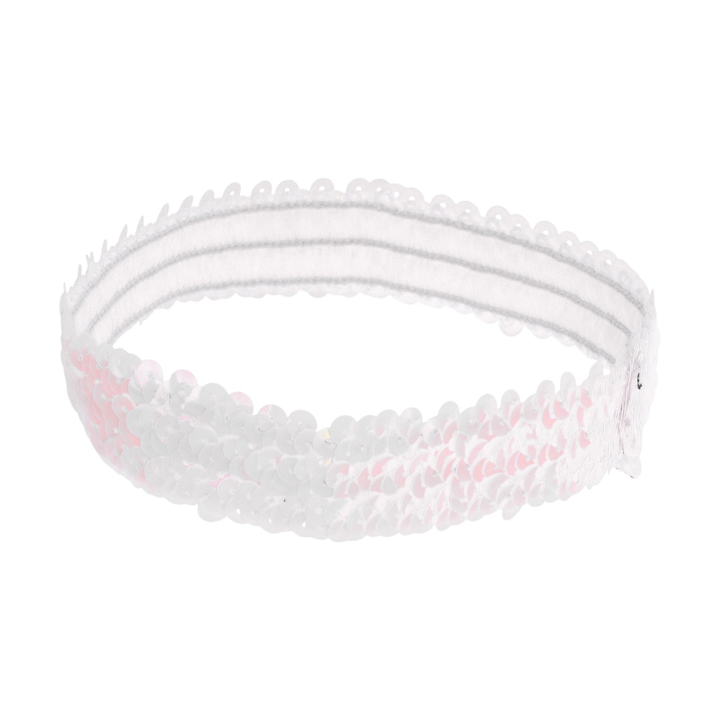 Diademas elásticas con lentejuelas para mujer, color blanco, 1 unidad