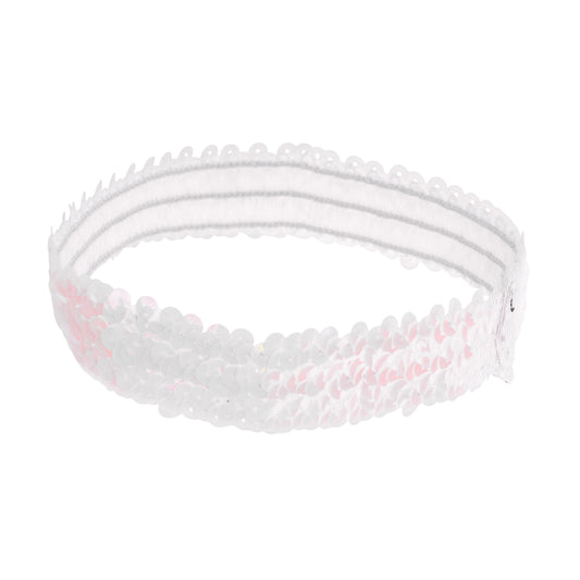 Diademas elásticas con lentejuelas para mujer, color blanco, 1 unidad