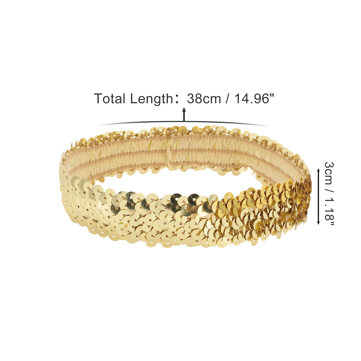 Diademas elásticas con lentejuelas para mujer, tono dorado, 1 unidad