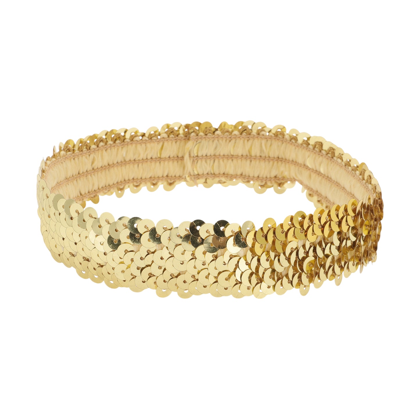 Diademas elásticas con lentejuelas para mujer, tono dorado, 1 unidad