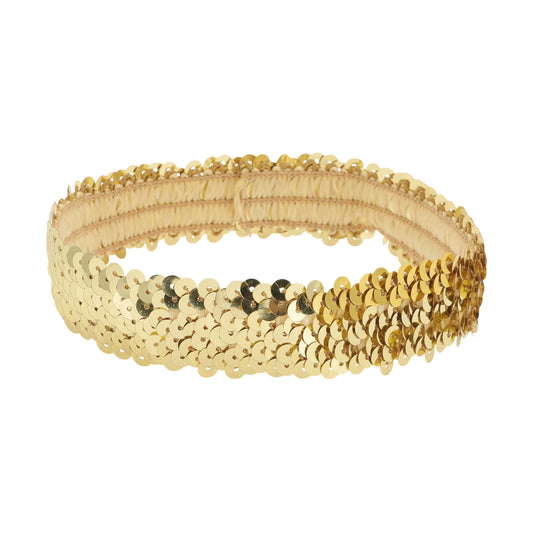 Diademas elásticas con lentejuelas para mujer, tono dorado, 1 unidad