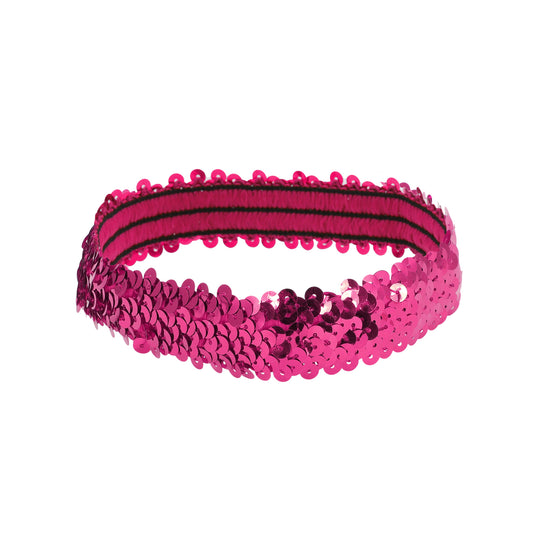 Diademas elásticas con lentejuelas para mujer, color rosa y rojo, 1 unidad