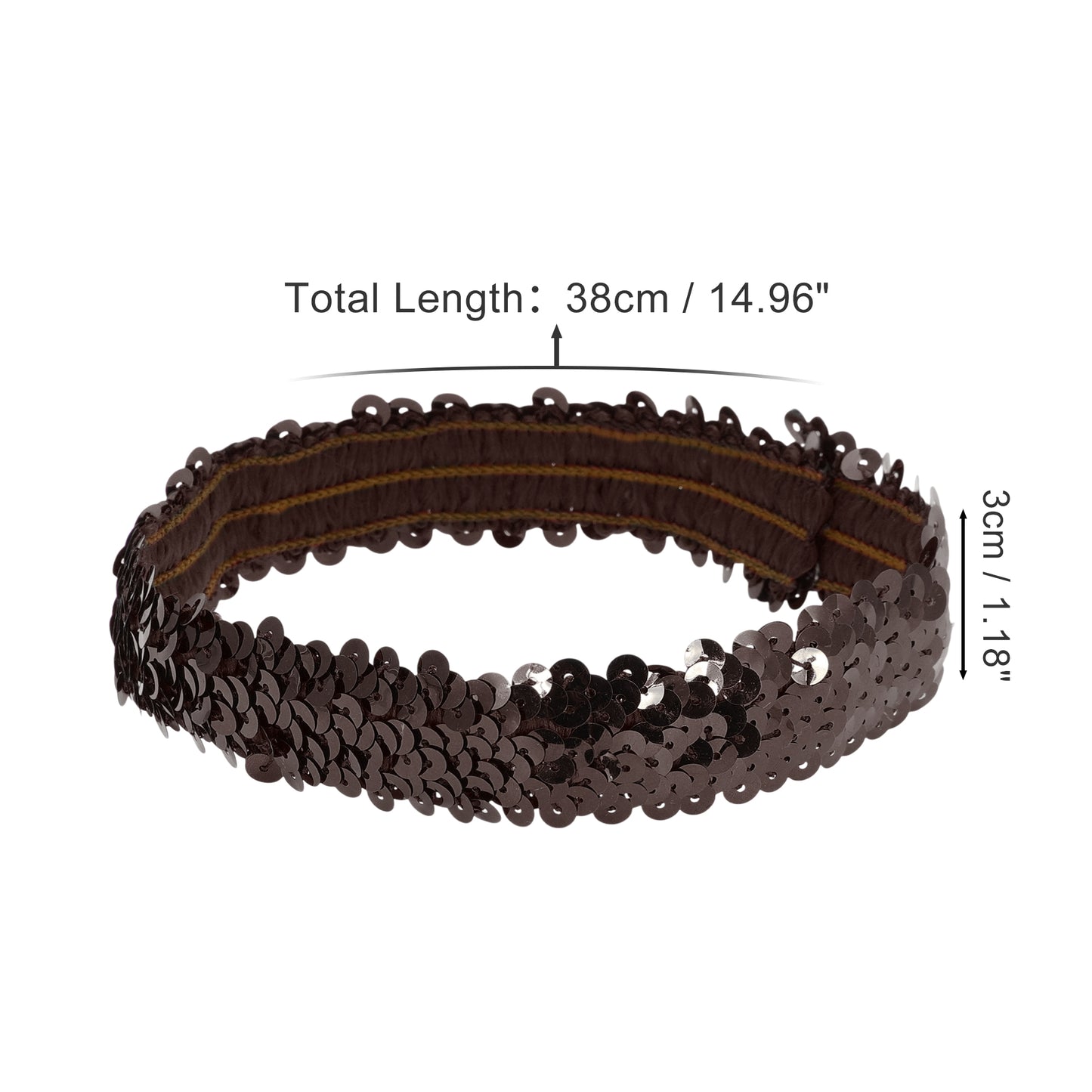 Diademas elásticas con lentejuelas para mujer, color café, 1 unidad