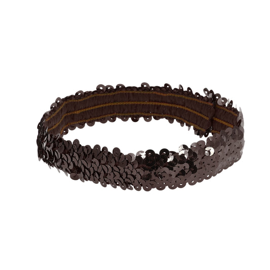 Diademas elásticas con lentejuelas para mujer, color café, 1 unidad