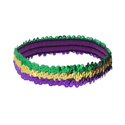 Diademas elásticas con lentejuelas para mujer, color dorado y verde, 1 unidad