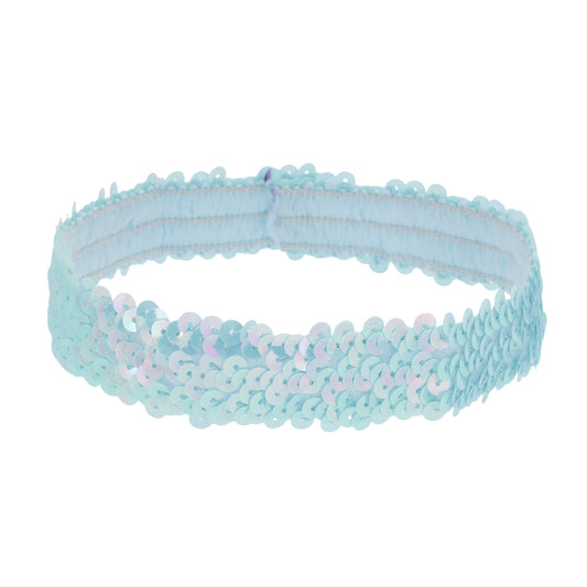 Diademas elásticas con lentejuelas para mujer, color azul claro, 1 unidad