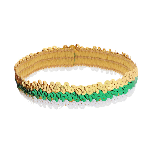 Diademas elásticas con lentejuelas para mujer, color dorado y blanco, 1 unidad