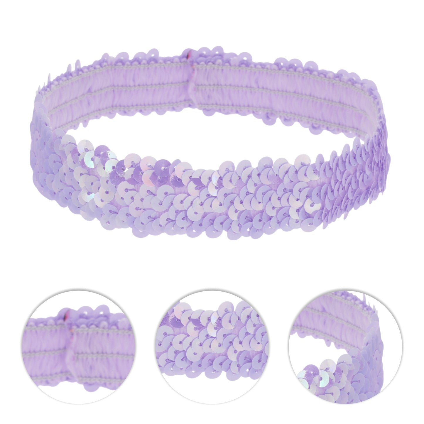 Diademas elásticas con lentejuelas para mujer, color morado oscuro, 1 unidad