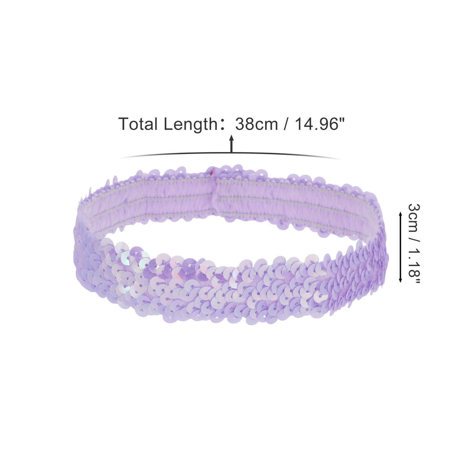 Diademas elásticas con lentejuelas para mujer, color morado oscuro, 1 unidad