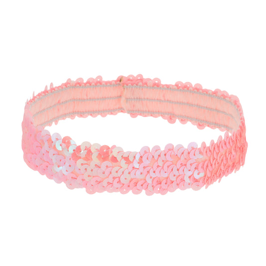 Diademas elásticas con lentejuelas para mujer, color rosa, 1 unidad