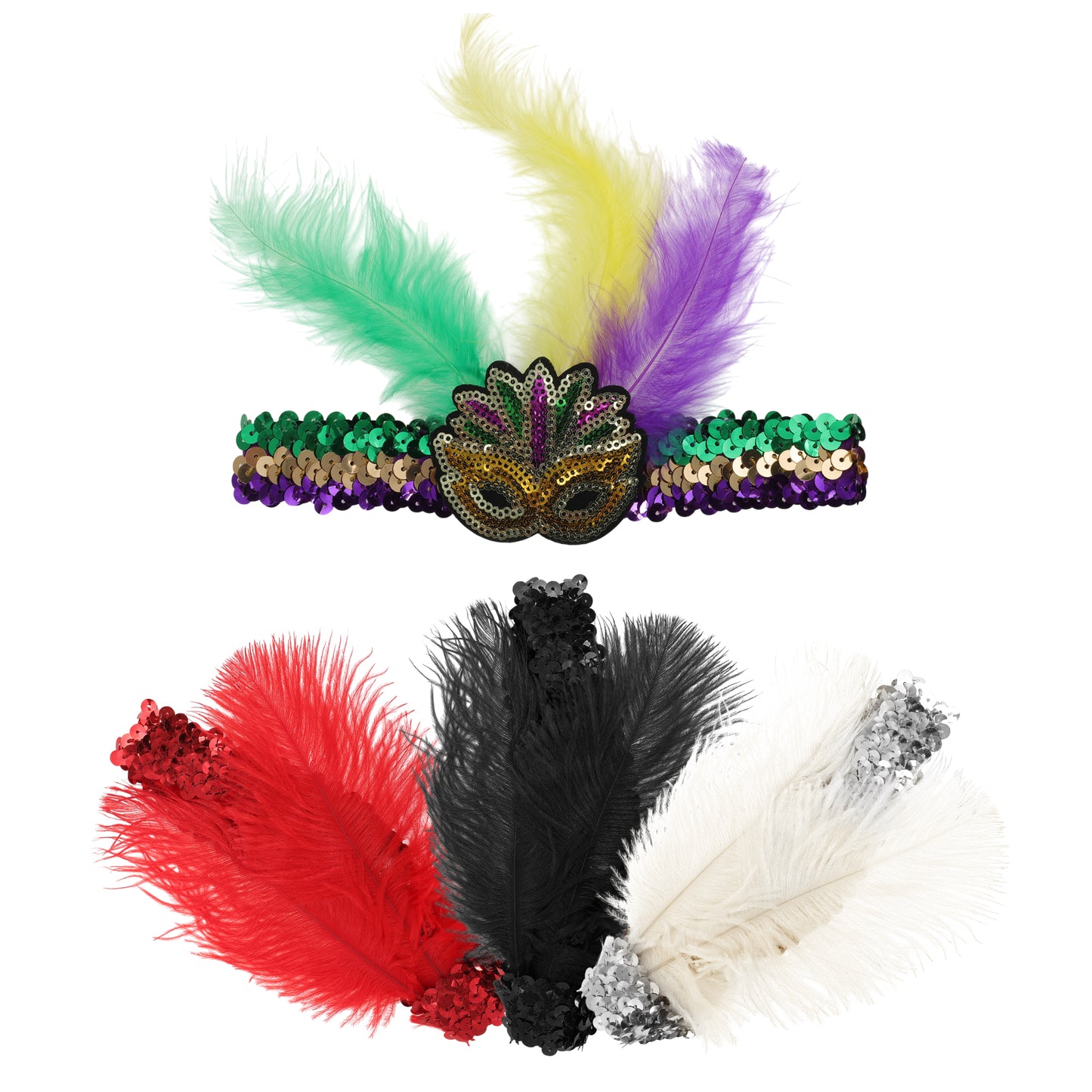 Diademas de plumas y lentejuelas para mujer, color rojo, 1 unidad