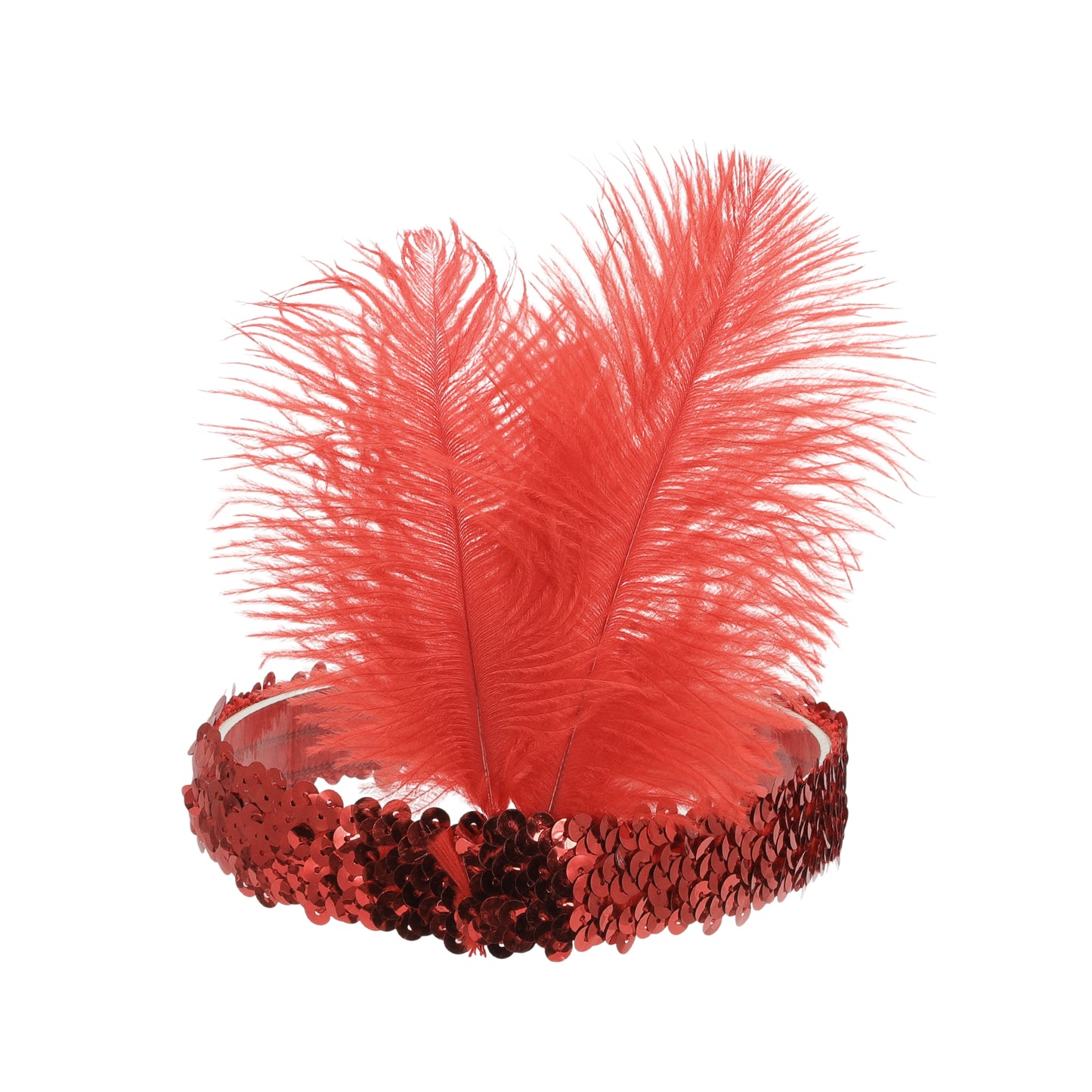 Diademas de plumas y lentejuelas para mujer, color rojo, 1 unidad