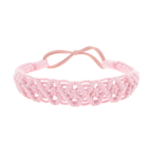 Diademas de rombos tejidas a mano para mujer, color rosa, 1 unidad