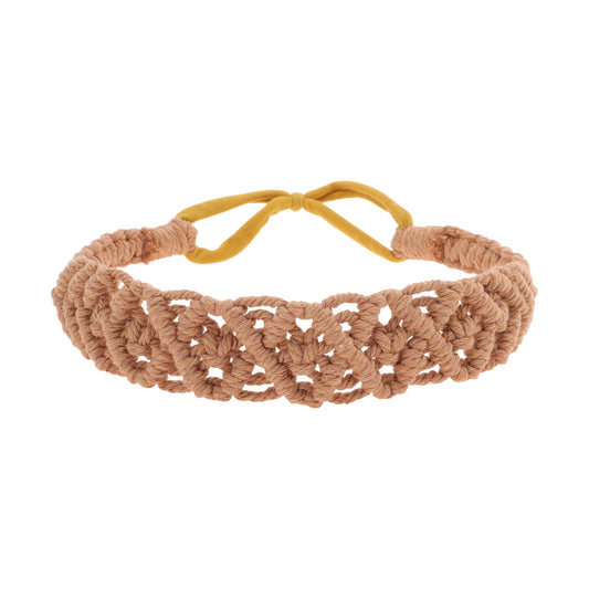 Diademas de rombos tejidas a mano para mujer, color rosa y marrón, 1 unidad