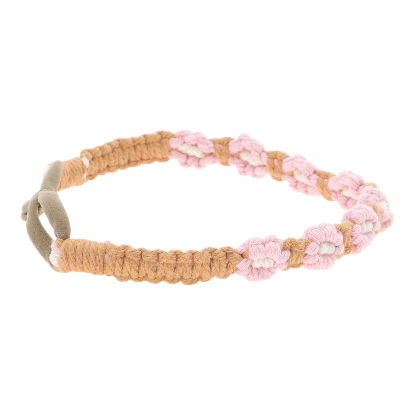Hand-woven Stretch Headbands for Women Pink Light Brown 1 Pc