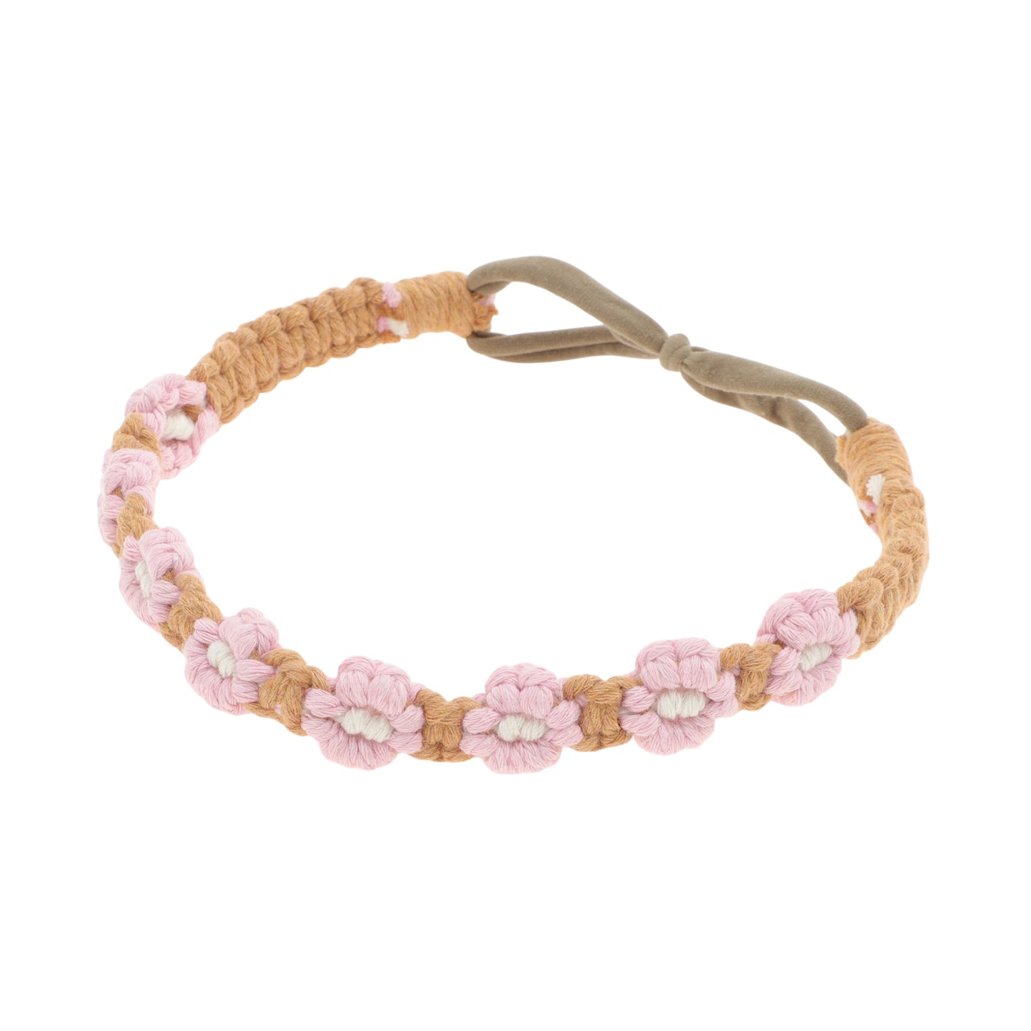 Hand-woven Stretch Headbands for Women Pink Light Brown 1 Pc