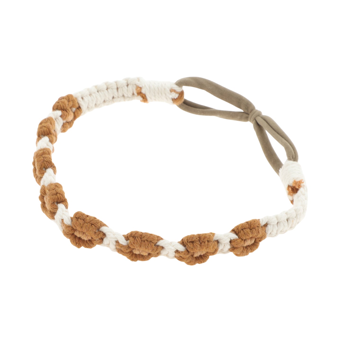 Hand-woven Stretch Headbands for Women Dark Brown White 1 Pc